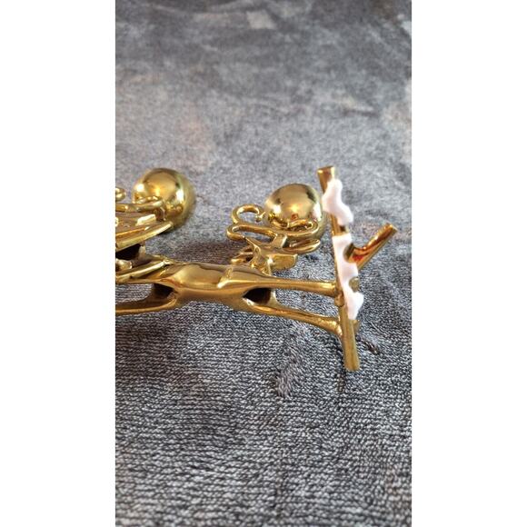 Brass Jumping Reindeer Triple Tealight/Votive Candle Holder Christmas Holiday - Picture 12 of 15